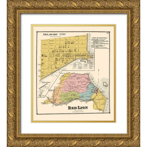 Delaware City, Red Lion Delaware Landowner Gold Ornate Wood Framed Art Print with Double Matting by Beers