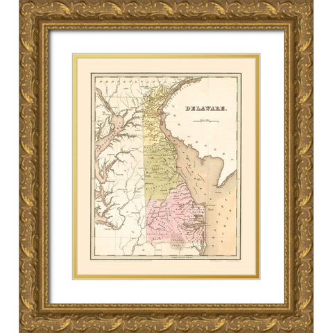 Delaware - Lucas 1838  Gold Ornate Wood Framed Art Print with Double Matting by Lucas
