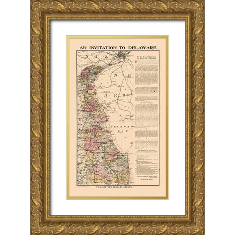 Delaware - Smith 1903  Gold Ornate Wood Framed Art Print with Double Matting by Smith