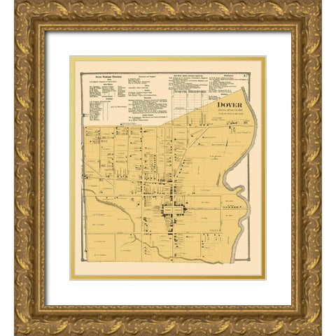 Dover Delaware Landowner - Beers 1868 Gold Ornate Wood Framed Art Print with Double Matting by Beers