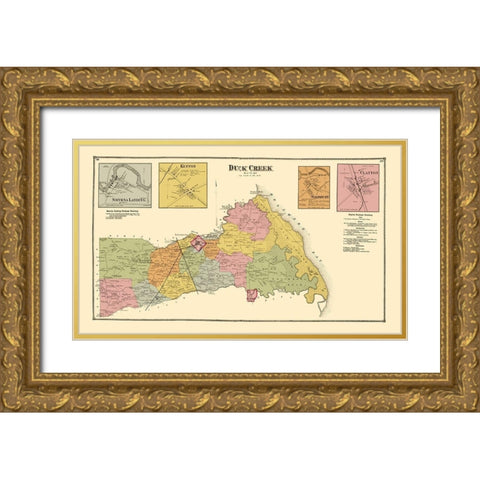 Duck Creek, Smyrna Landing, Kenton Delaware Gold Ornate Wood Framed Art Print with Double Matting by Beers