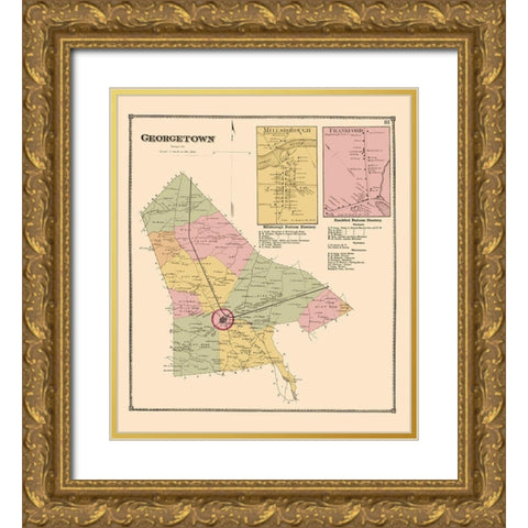 Georgetown, Millsborough, Frankford Delaware Gold Ornate Wood Framed Art Print with Double Matting by Beers