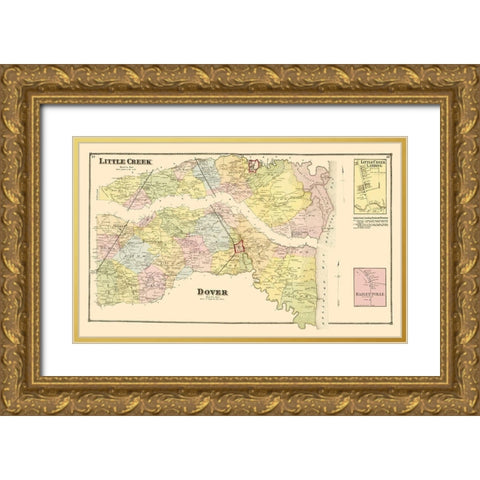 Little Creek, Dover Delaware Landowner - Beers Gold Ornate Wood Framed Art Print with Double Matting by Beers