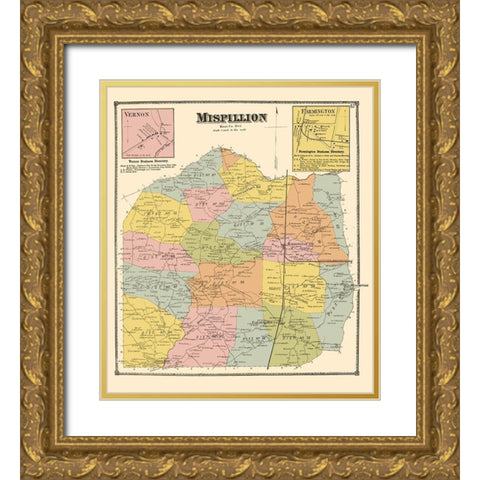 Mispillion Delaware Landowner - Beers 1868 Gold Ornate Wood Framed Art Print with Double Matting by Beers