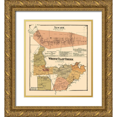 Newark, White Clay Creek Delaware Landowner Gold Ornate Wood Framed Art Print with Double Matting by Beers