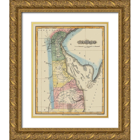 Delaware - Lucas 1823 Gold Ornate Wood Framed Art Print with Double Matting by Lucas