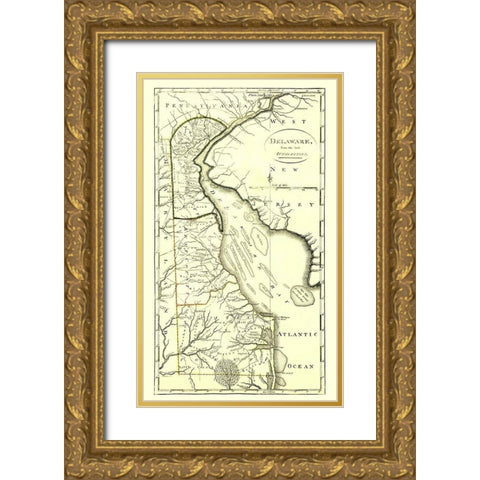Delaware - Carey 1814 Gold Ornate Wood Framed Art Print with Double Matting by Carey
