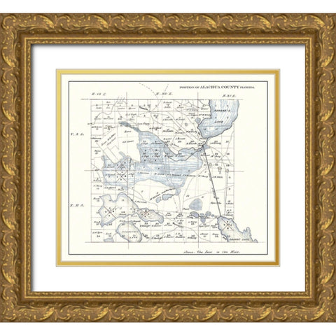 Alachua Florida Landowner - 1890 Gold Ornate Wood Framed Art Print with Double Matting by Unknown