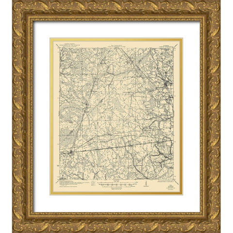 Cambon Florida Quad - USGS 1944 Gold Ornate Wood Framed Art Print with Double Matting by USGS