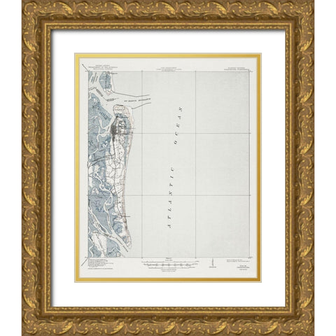 Fernandina Florida Quad - USGS 1919 Gold Ornate Wood Framed Art Print with Double Matting by USGS