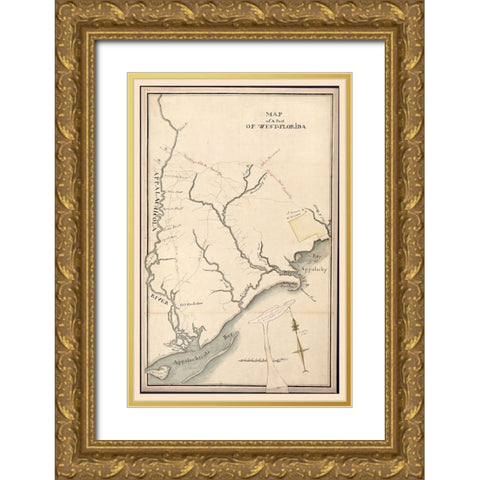 West Florida -1800 Gold Ornate Wood Framed Art Print with Double Matting by Unknown
