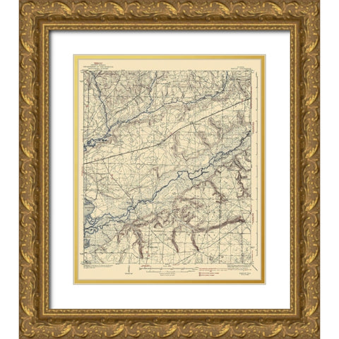 Harold Florida Quad - USGS 1938 Gold Ornate Wood Framed Art Print with Double Matting by USGS