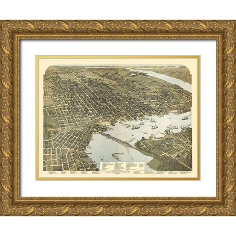 Jacksonville Florida - Koch 1893 Gold Ornate Wood Framed Art Print with Double Matting by Koch