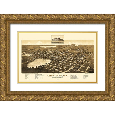 Lake City Florida - Beck 1885 Gold Ornate Wood Framed Art Print with Double Matting by Beck