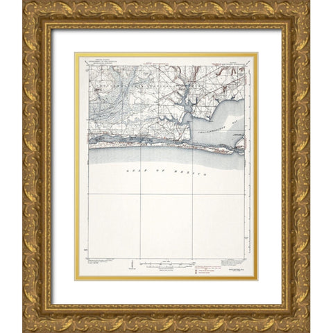 Mary Esther Florida Quad - USGS 1938 Gold Ornate Wood Framed Art Print with Double Matting by USGS