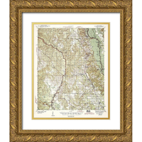 Muscogee Florida Alabama Quad - USGS 1943 Gold Ornate Wood Framed Art Print with Double Matting by USGS