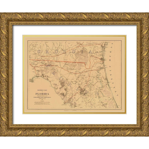 Northern Florida - Bache 1864 Gold Ornate Wood Framed Art Print with Double Matting by Bache