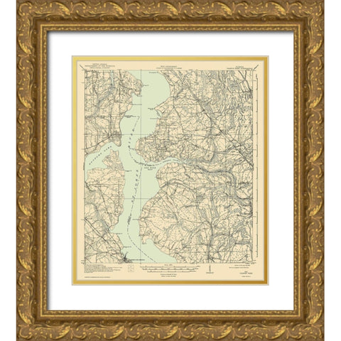 Orange Park Florida Quad - USGS 1918 Gold Ornate Wood Framed Art Print with Double Matting by USGS
