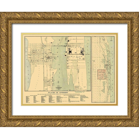 Palm Beach Florida Landowner - Currie 1907 Gold Ornate Wood Framed Art Print with Double Matting by Currie