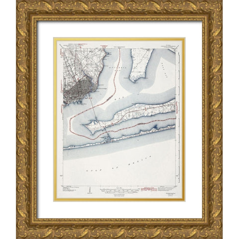 Pensacola Florida Quad - USGS 1942 Gold Ornate Wood Framed Art Print with Double Matting by USGS