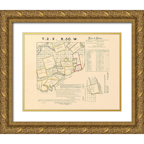 Pensacola Bay Florida Landowner - Butler 1829 Gold Ornate Wood Framed Art Print with Double Matting by Butler