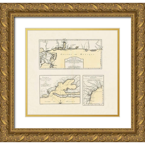 Florida, Louisiana Coast, Pensacola Bay Gold Ornate Wood Framed Art Print with Double Matting by Bellin