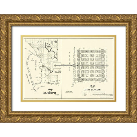 St. Joseph Florida Planning - Throop 1837 Gold Ornate Wood Framed Art Print with Double Matting by Throop