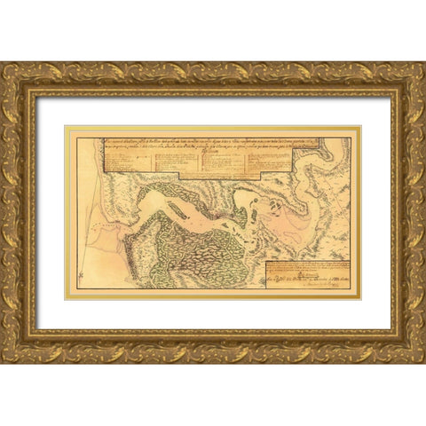 Jacksonville, St Johns River Florida - Rocque 1791 Gold Ornate Wood Framed Art Print with Double Matting by Rocque
