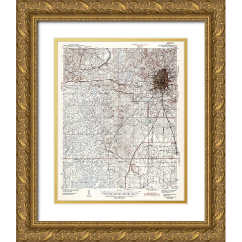 Tallahassee Florida Quad - USGS 1943 Gold Ornate Wood Framed Art Print with Double Matting by USGS