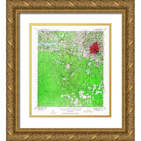 Tallahassee Florida Quad - USGS 1940 Gold Ornate Wood Framed Art Print with Double Matting by USGS