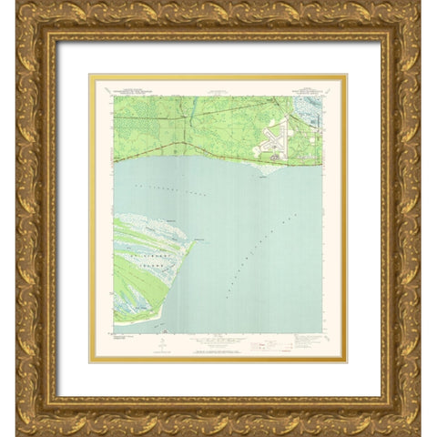 West Pass Florida Quad - USGS 1943 Gold Ornate Wood Framed Art Print with Double Matting by USGS