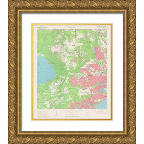 West Pensacola Florida Quad - USGS 1970 Gold Ornate Wood Framed Art Print with Double Matting by USGS