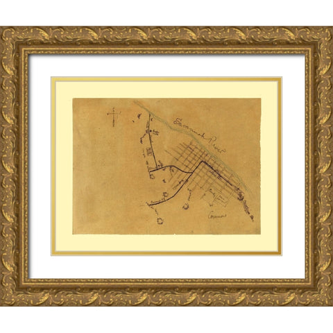 Augusta Georgia -1864 Gold Ornate Wood Framed Art Print with Double Matting by Unknown