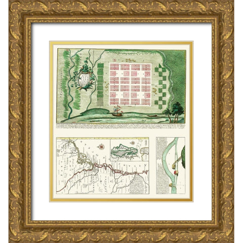 Ebenezer Georgia - Seutter 1747 Gold Ornate Wood Framed Art Print with Double Matting by Seutter