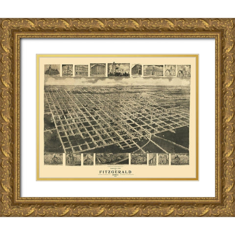 Fitzgerald Georgia - Fowler 1908 Gold Ornate Wood Framed Art Print with Double Matting by Fowler