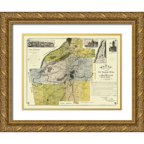 Floyd County Georgia - Beauman 1895  Gold Ornate Wood Framed Art Print with Double Matting by Beauman