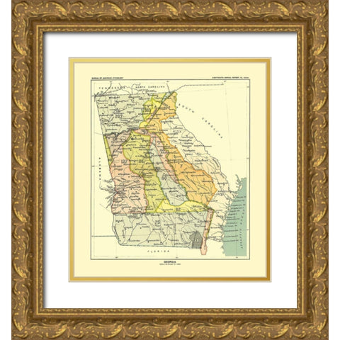 Georgia - Hoen 1896 Gold Ornate Wood Framed Art Print with Double Matting by Hoen