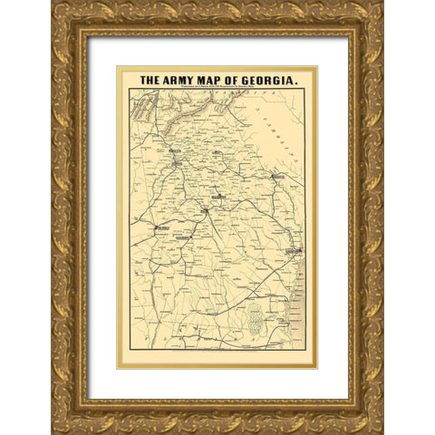 Georgia Army - Prang 1864  Gold Ornate Wood Framed Art Print with Double Matting by Prang