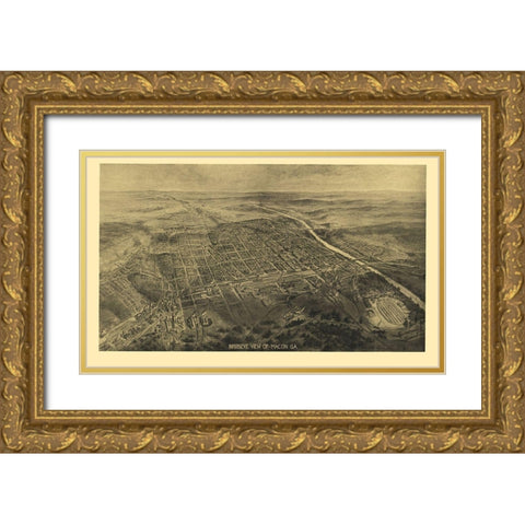 Macon Georgia - Burke 1912 Gold Ornate Wood Framed Art Print with Double Matting by Burke