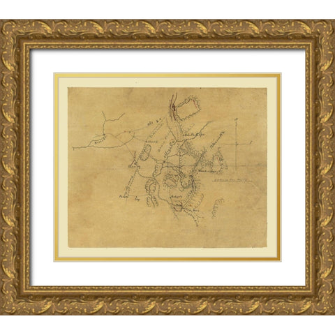 Marietta Georgia -1864 Gold Ornate Wood Framed Art Print with Double Matting by Unknown