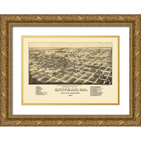 Quitman Georgia - Norris 1885 Gold Ornate Wood Framed Art Print with Double Matting by Norris