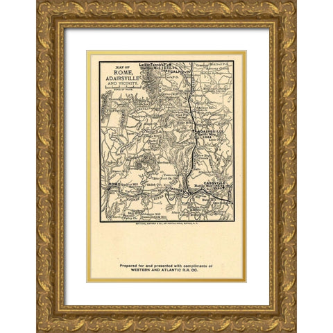 Rome Adairsville Georgia Vicinity Battles - Northrup 1864  Gold Ornate Wood Framed Art Print with Double Matting by Northrup
