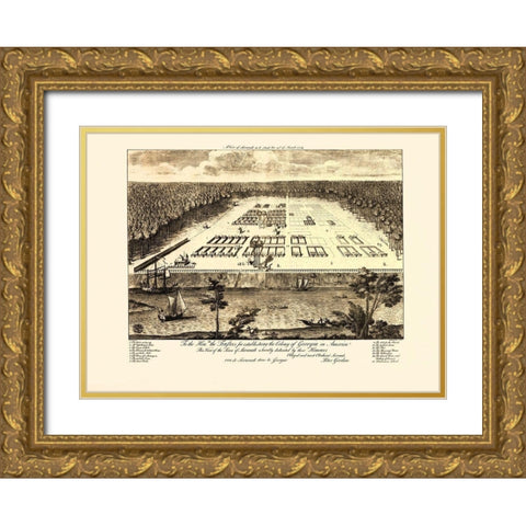 Savannah Georgia - Gordon 1734 Gold Ornate Wood Framed Art Print with Double Matting by Gordon
