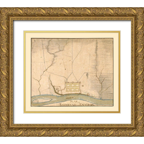 Savannah Georgia -1782 Gold Ornate Wood Framed Art Print with Double Matting by Unknown