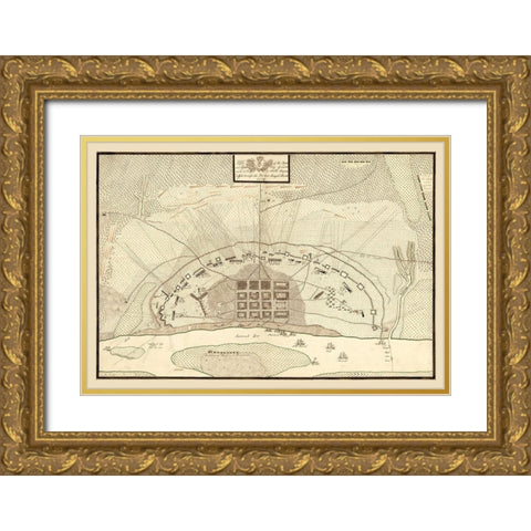 Savannah Georgia - Prevost 1779  Gold Ornate Wood Framed Art Print with Double Matting by Prevost