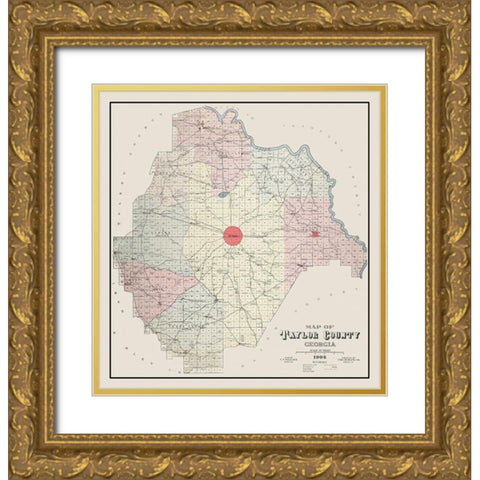 Taylor Georgia Landowner - Hudgins 1908 Gold Ornate Wood Framed Art Print with Double Matting by Hudgins