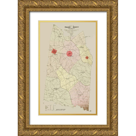 Toombs Georgia - Hudgins 1913 Gold Ornate Wood Framed Art Print with Double Matting by Hudgins