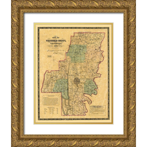 Whitfield County Georgia - Schultz 1879  Gold Ornate Wood Framed Art Print with Double Matting by Schultz