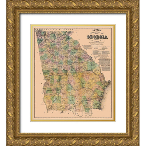 Georgia - Lloyd 1864 Gold Ornate Wood Framed Art Print with Double Matting by Lloyd