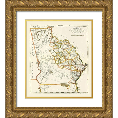 Georgia - Lewis 1817 Gold Ornate Wood Framed Art Print with Double Matting by Lewis